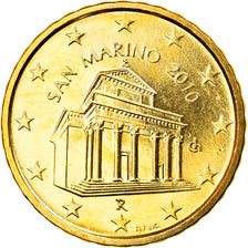 San Marino, 10 Euro Cent, 2010, Rome, MS(63), Brass, KM:482