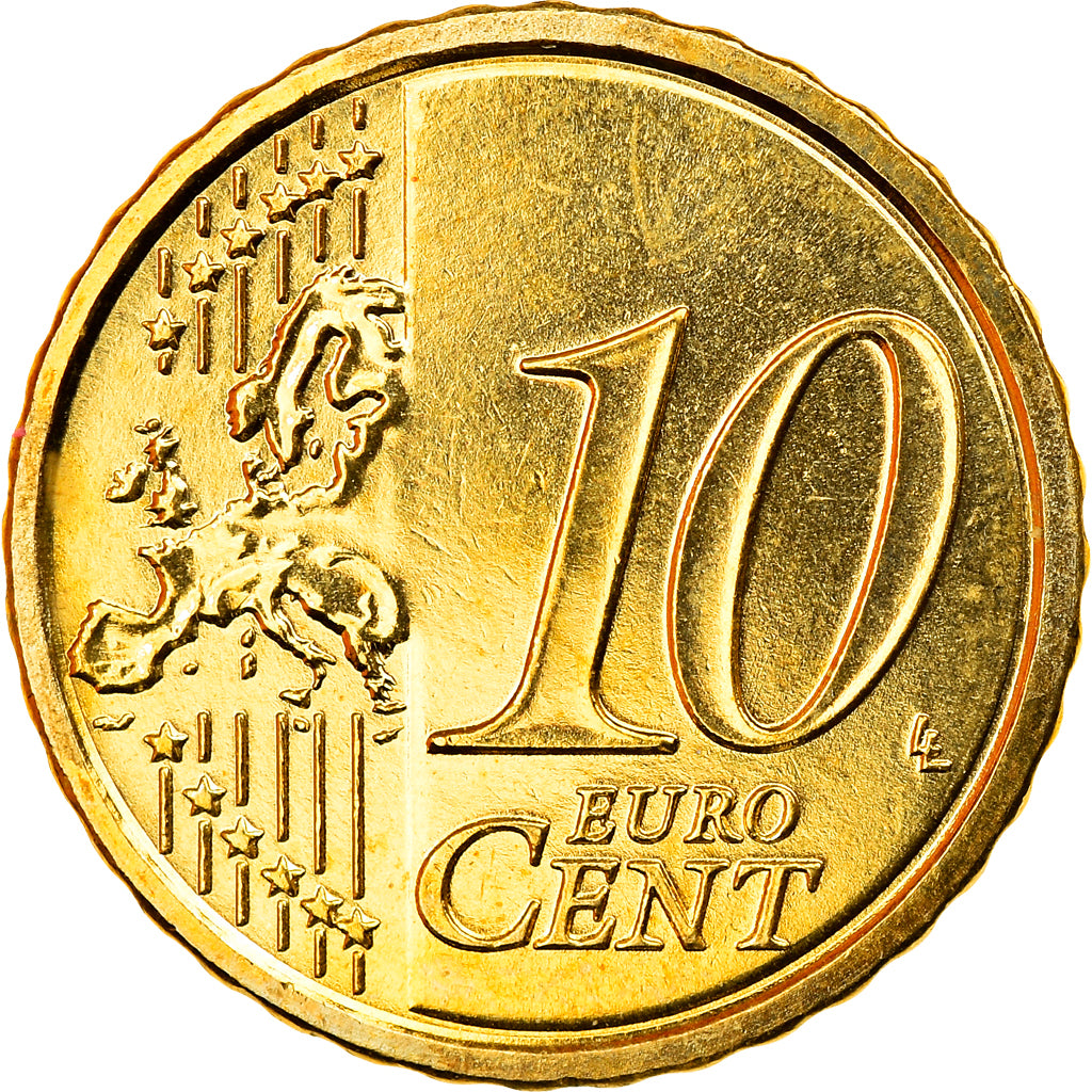 San Marino, 10 Euro Cent, 2010, Rome, MS(63), Brass, KM:482