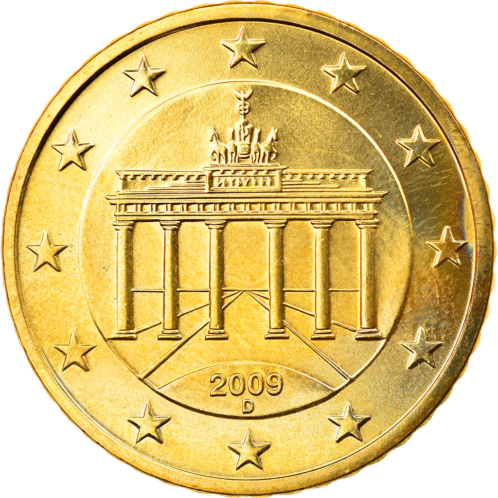 ALEMANHA - REPÚBLICA FEDERAL, 50 Euro Cent, 2009, Munich, MS(63), Latão