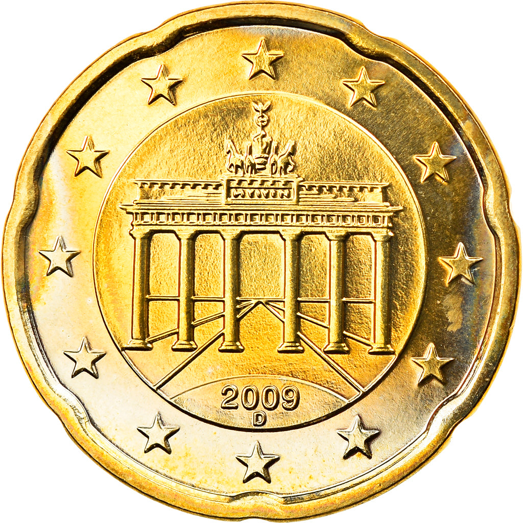 GERMANIA - REPUBBLICA FEDERALE, 20 Euro Cent, 2009, Munich, SPL, Ottone, KM:255