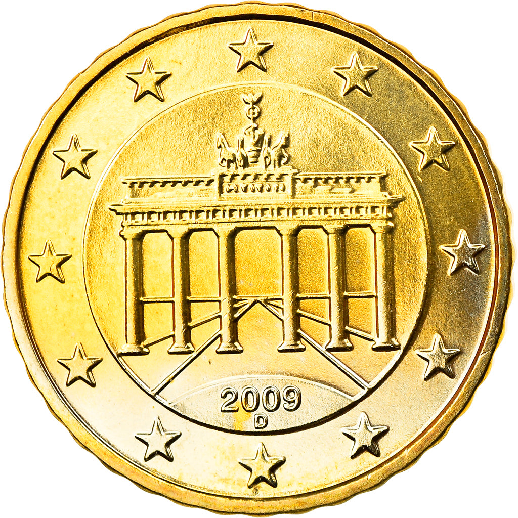 ALEMANHA - REPÚBLICA FEDERAL, 10 Euro Cent, 2009, Munich, MS(63), Latão