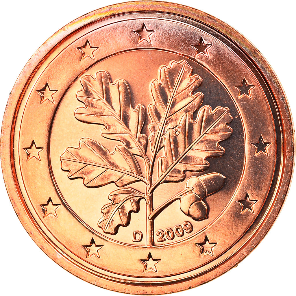 ALEMANHA - REPÚBLICA FEDERAL, 2 Euro Cent, 2009, Munich, MS(63), Aço Cromado a