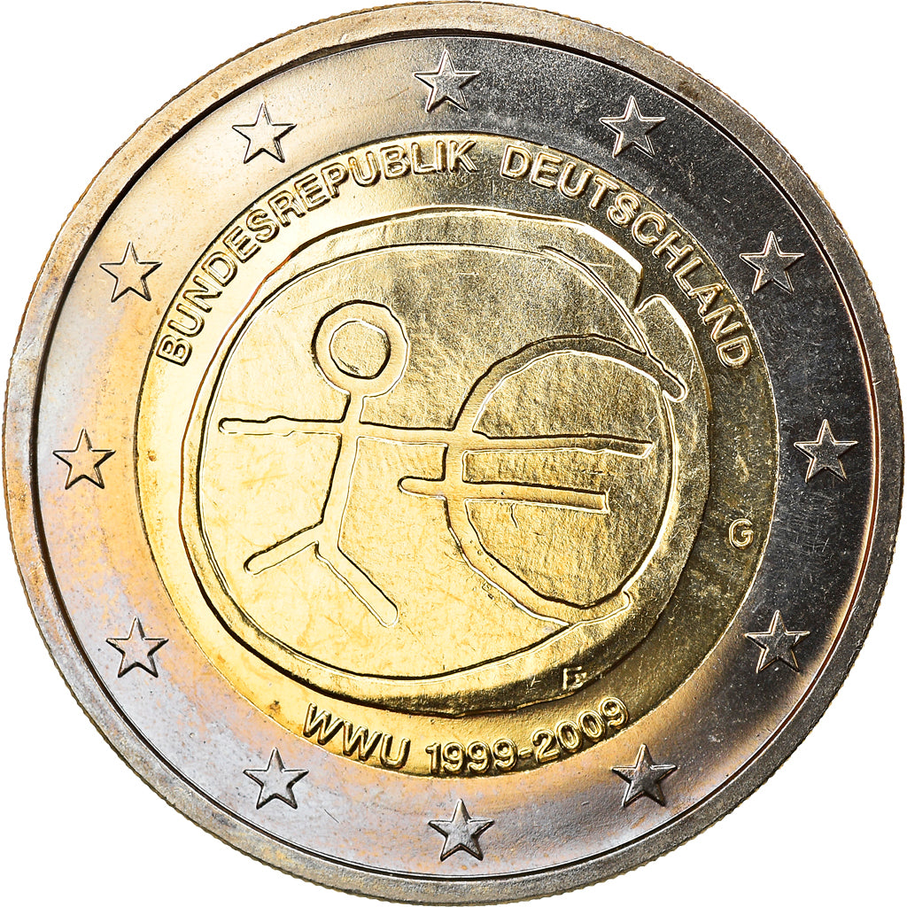 Germania, 2 Euro, EMU, 2009, Karlsruhe, SPL, Bi-metallico, KM:277