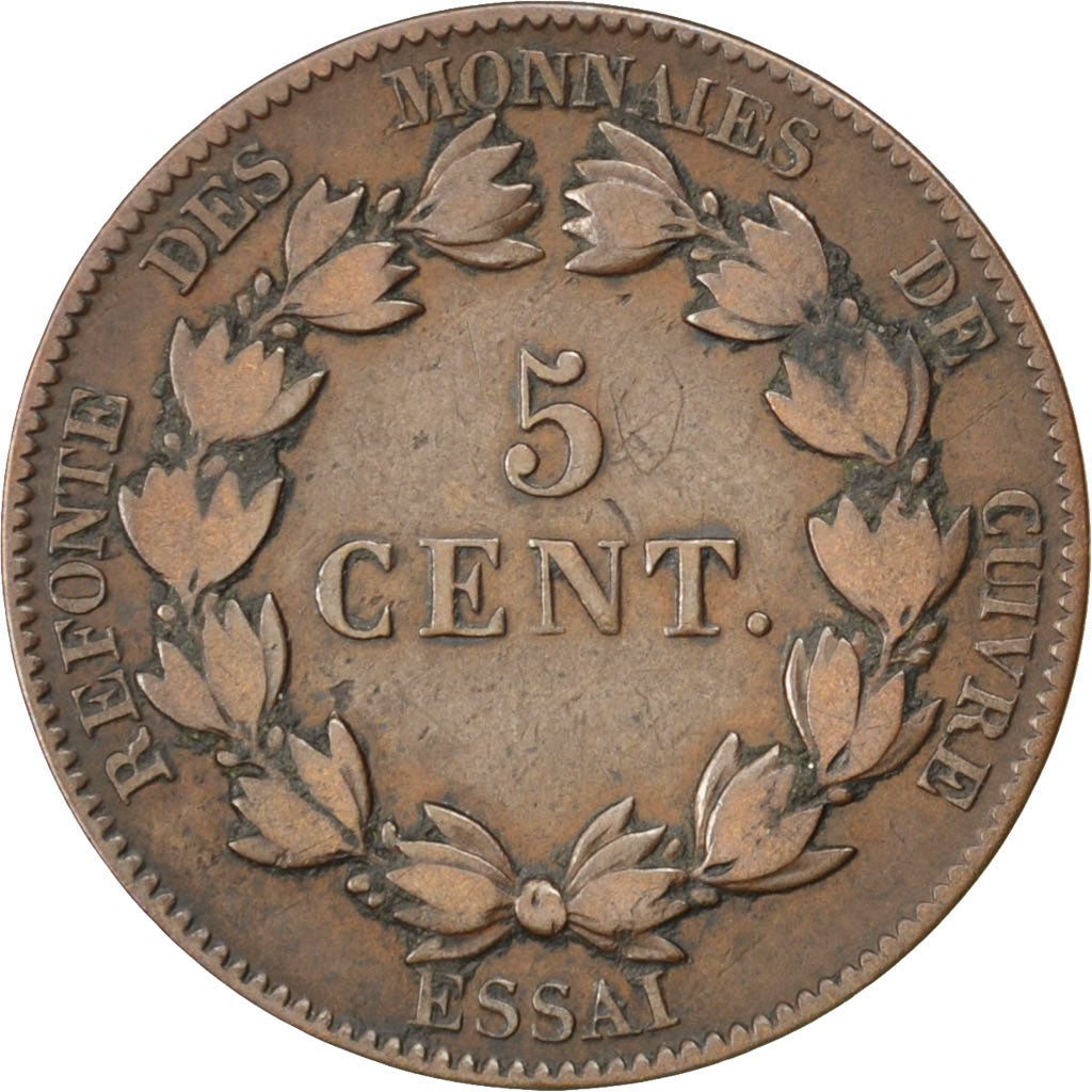 FRANCE, 5 Centimes, VF(20-25), Bronze, Gadoury #145, 4.72
