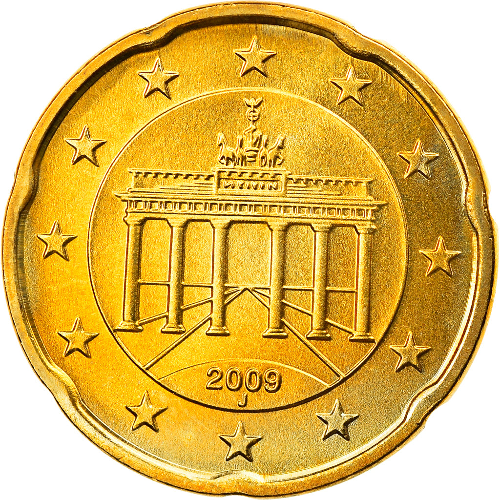 ALEMANHA - REPÚBLICA FEDERAL, 20 Euro Cent, 2009, Hambourg, MS(63), Latão