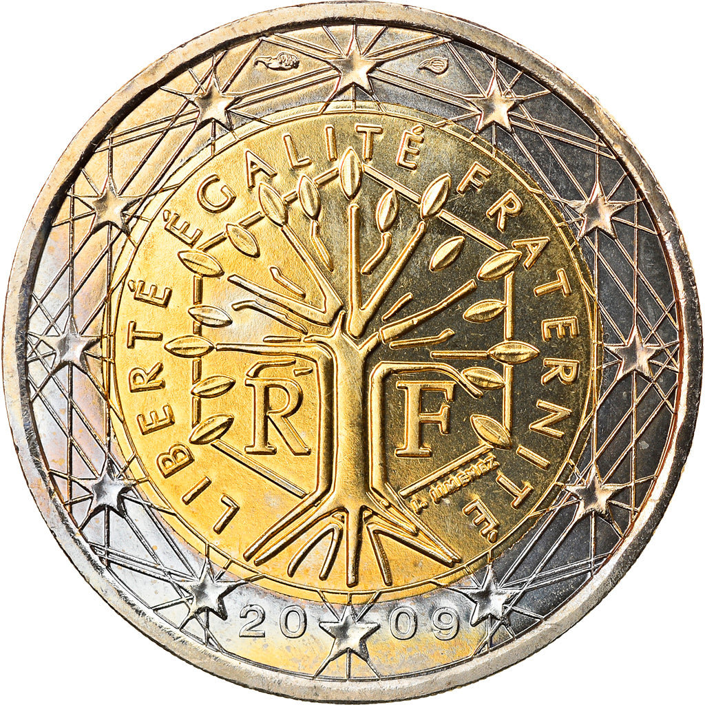 France, 2 Euro, 2009, Paris, BU, MS(65-70), Bi-Metallic, Gadoury:8a., KM:1414