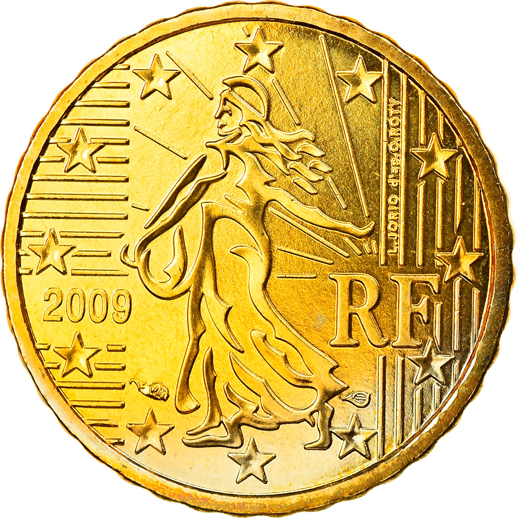 Francja, 10 Euro Cent, 2009, Paris, MS(63), Mosiądz, Gadoury:4b., KM:1410
