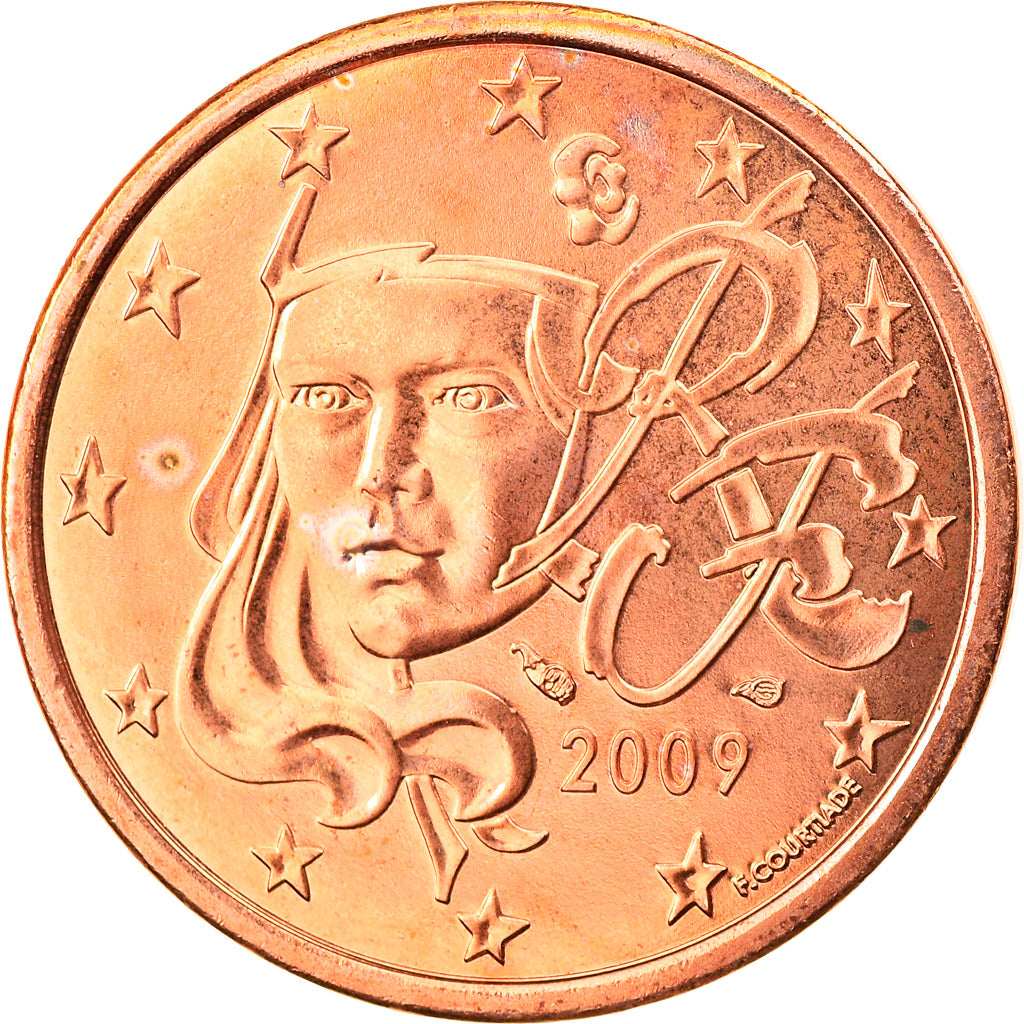 France, 5 Euro Cent, 2009, Paris, MS(63), Copper Plated Steel, Gadoury:3