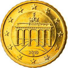 GERMANY - FEDERAL REPUBLIC, 10 Euro Cent, 2010, Munich, MS(63), Brass, KM:254