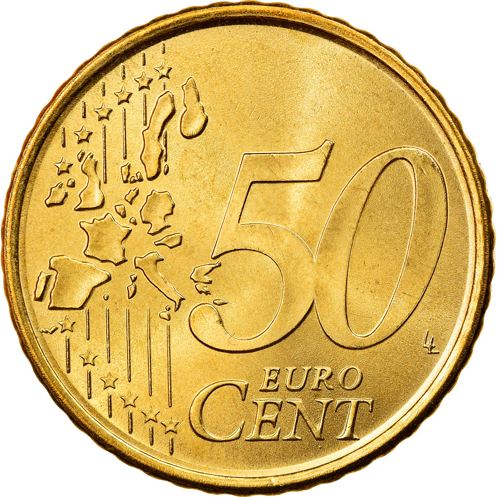 Spagna, 50 Euro Cent, 2002, Madrid, SPL, Ottone, KM:1045
