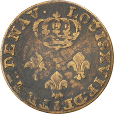 Guyana, 2 Sous, 1780, Paris, KM #1, VF(30-35), Billon, 1.70