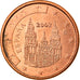 Espanha, Euro Cent, 2002, AU(50-53), Aço Cromado a Cobre, KM:1040
