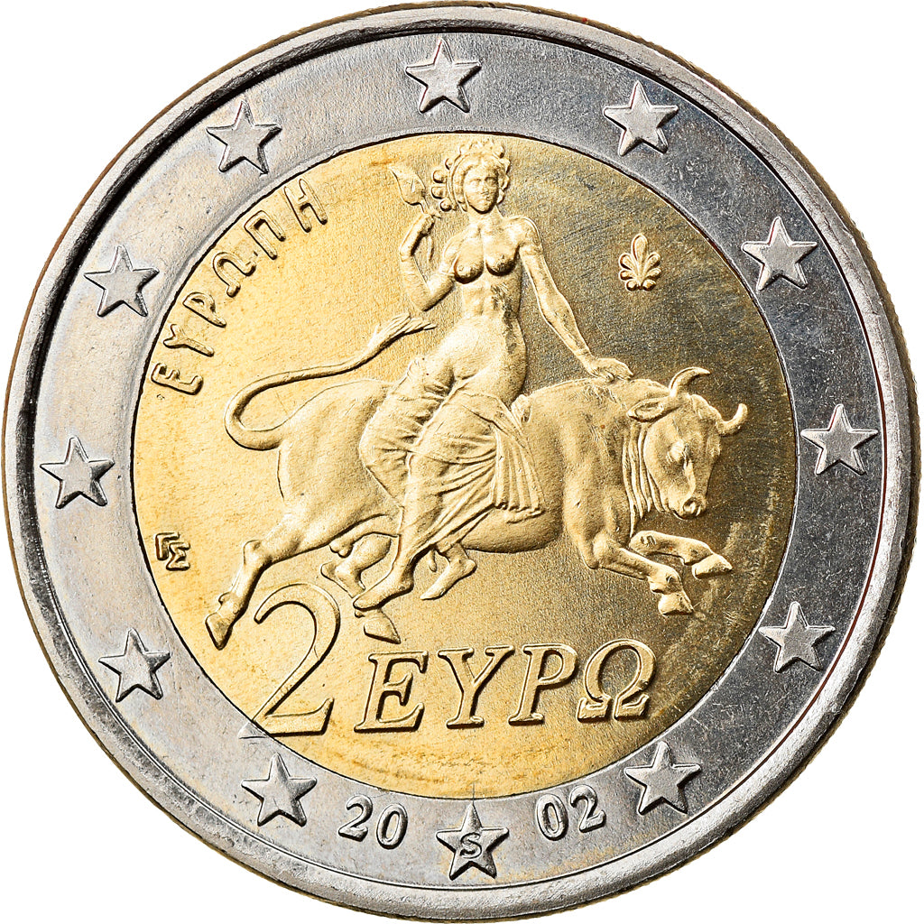 Greece, 2 Euro, 2002, Athens, BU, MS(63), Bi-Metallic, KM:188