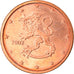 Finland, 2 Euro Cent, 2002, Vantaa, MS(63), Copper Plated Steel, KM:99