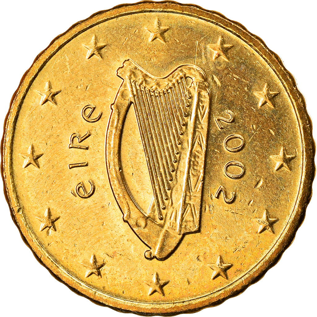 REPÚBLICA DA IRLANDA, 10 Euro Cent, 2002, Sandyford, AU(50-53), Latão, KM:35