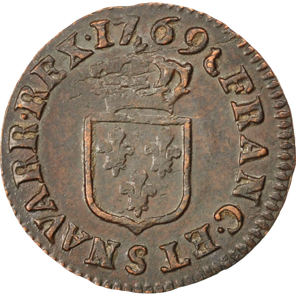 FRANCE, Liard à la vieille tête, Liard, 1769, Reims, KM #543.9, EF(40-45), Coppe
