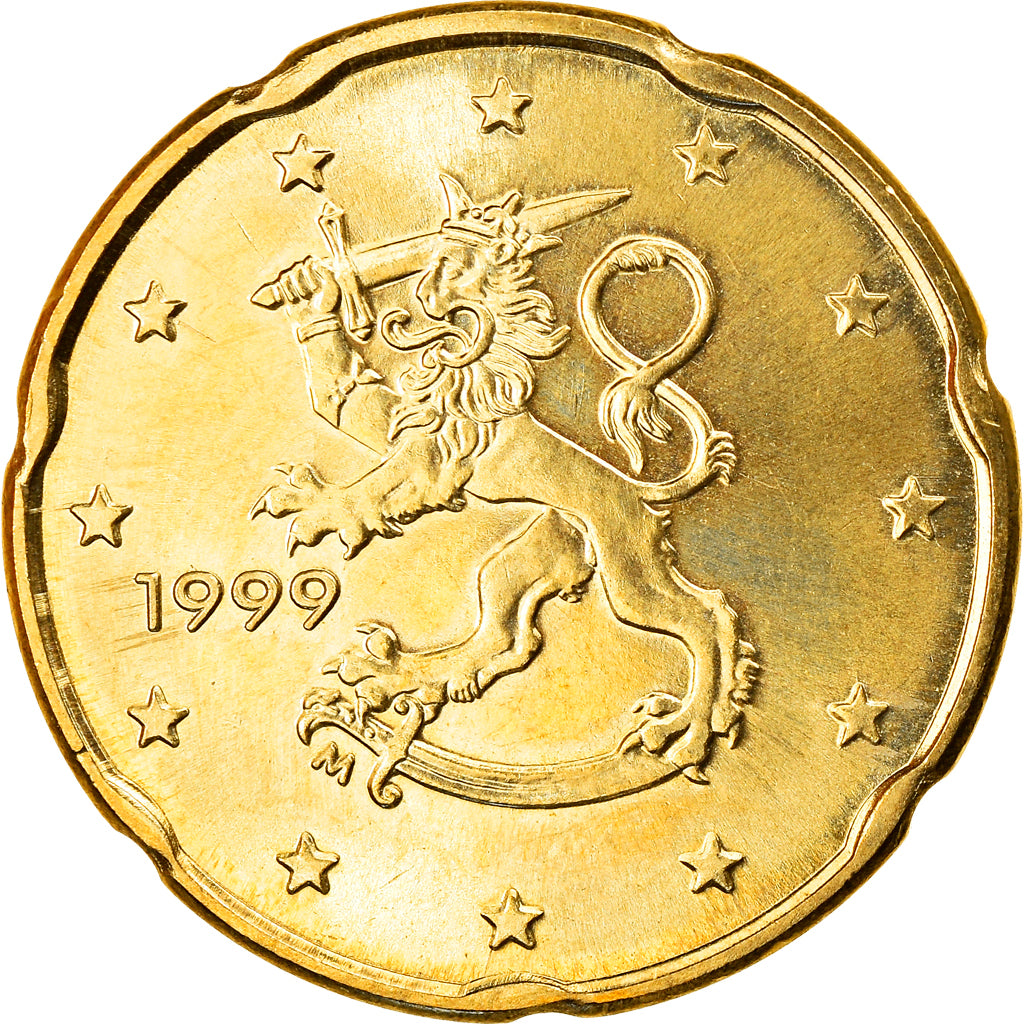 Finland, 20 Euro Cent, 1999, Vantaa, MS(63), Brass, KM:102