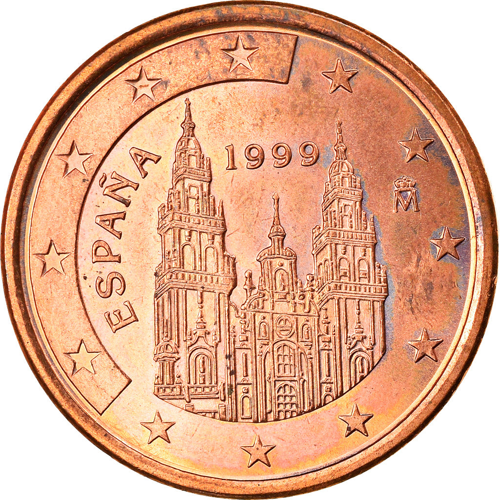España, 5 Euro Cent, 1999, Madrid, MBC, Cobre chapado en acero, KM:1042