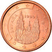 Spain, Euro Cent, 1999, Madrid, AU(50-53), Copper Plated Steel, KM:1040