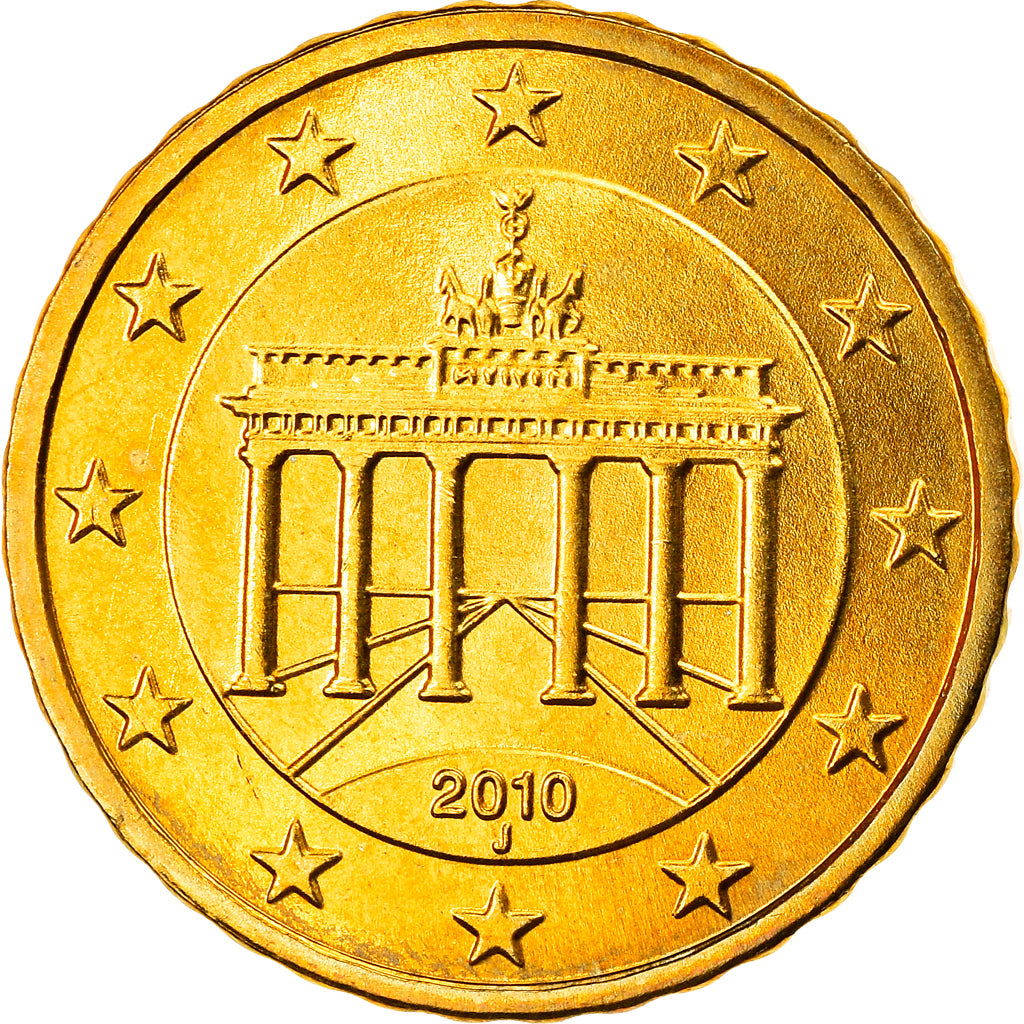 ALEMANHA - REPÚBLICA FEDERAL, 10 Euro Cent, 2010, Hambourg, MS(63), Latão