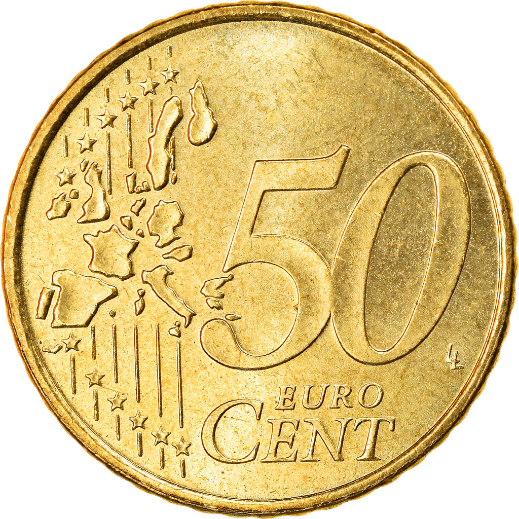 GERMANY - FEDERAL REPUBLIC, 50 Euro Cent, 2002, Karlsruhe, EF(40-45), Brass