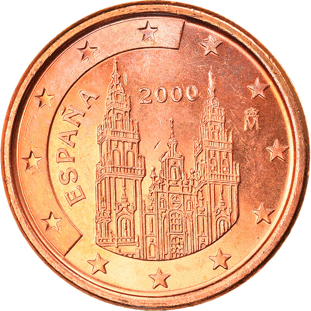Spain, Euro Cent, 2000, Madrid, MS(63), Copper Plated Steel, KM:1040