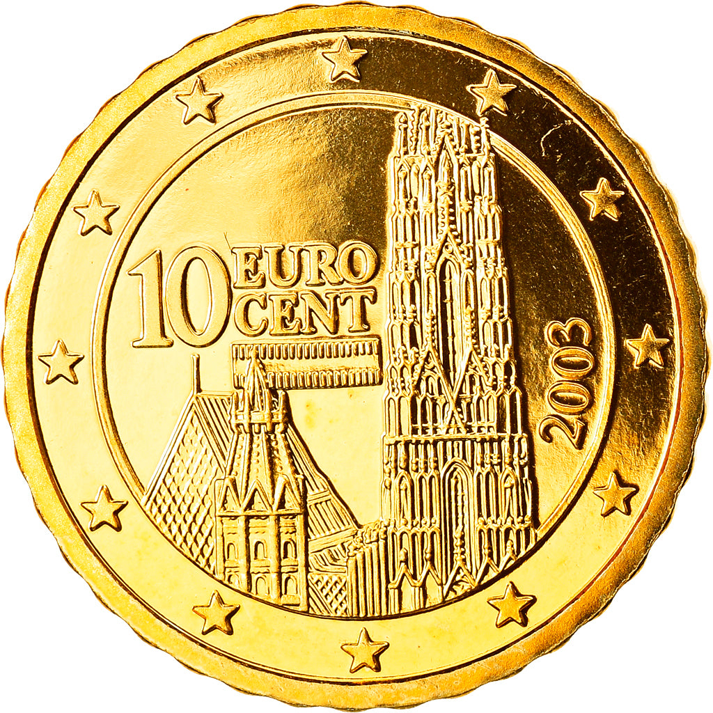 Austria, 10 Euro Cent, 2003, Vienna, MS(65-70), Brass, KM:3085