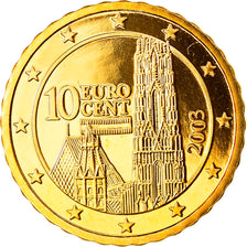 Austria, 10 Euro Cent, 2003, Vienna, MS(65-70), Brass, KM:3085