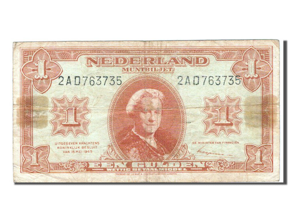 Biljet, Nederland, 1 Gulden, 1945, TB