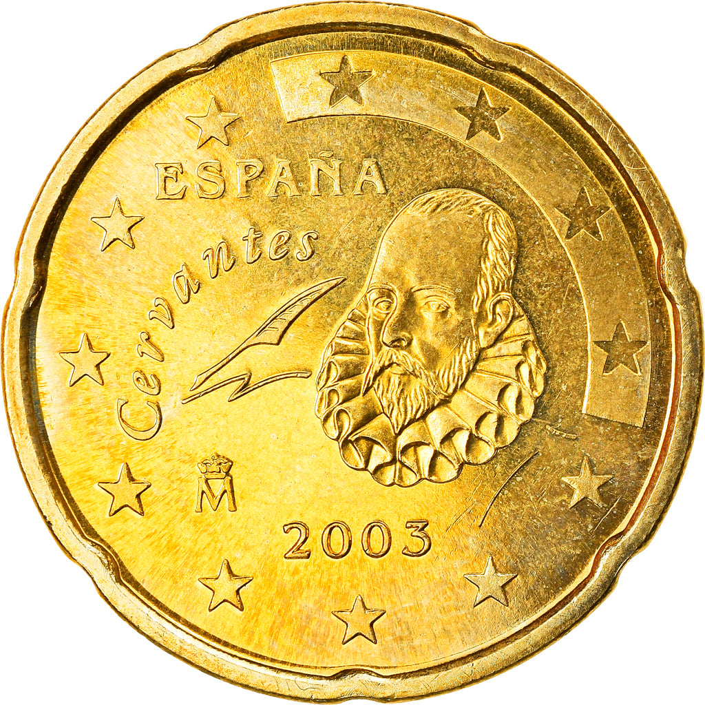 Spain, 20 Euro Cent, 2003, Madrid, MS(63), Brass, KM:1044