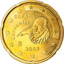 Spain, 20 Euro Cent, 2003, Madrid, MS(63), Brass, KM:1044