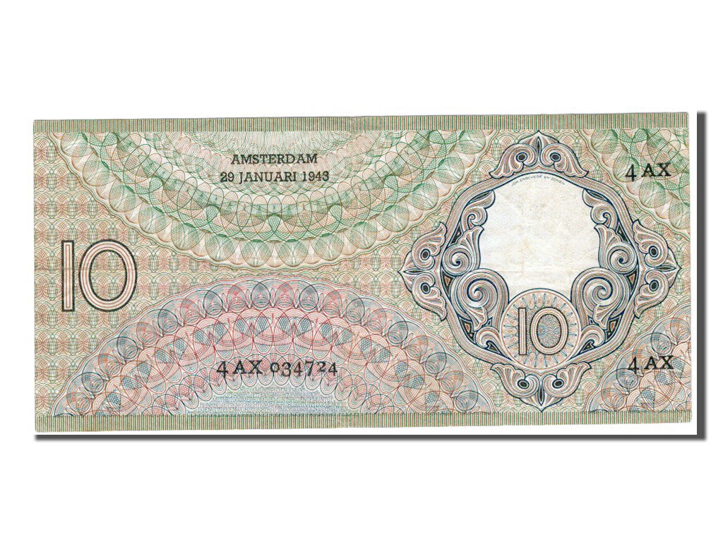 Billet, Pays-Bas, 10 Gulden, 1943, TTB