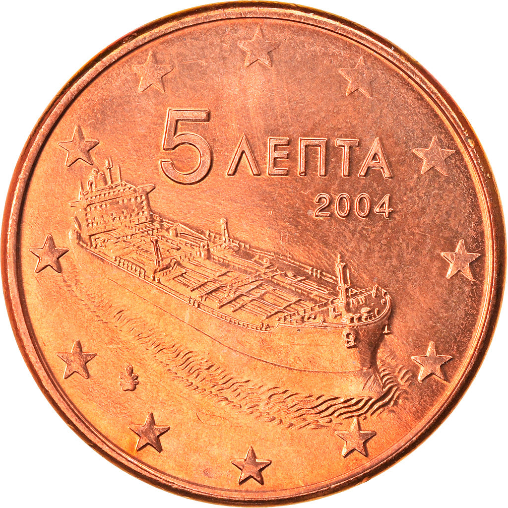 Griekenland, 5 Euro Cent, 2004, Athens, UNC-, Copper Plated Steel, KM:183
