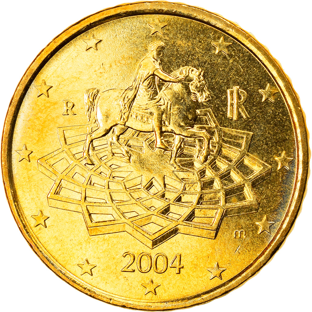 Italy, 50 Euro Cent, 2004, Rome, MS(63), Brass, KM:215