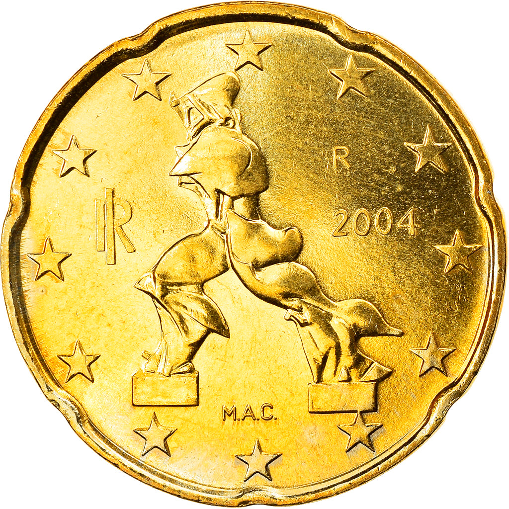 Italy, 20 Euro Cent, 2004, Rome, MS(63), Brass, KM:214