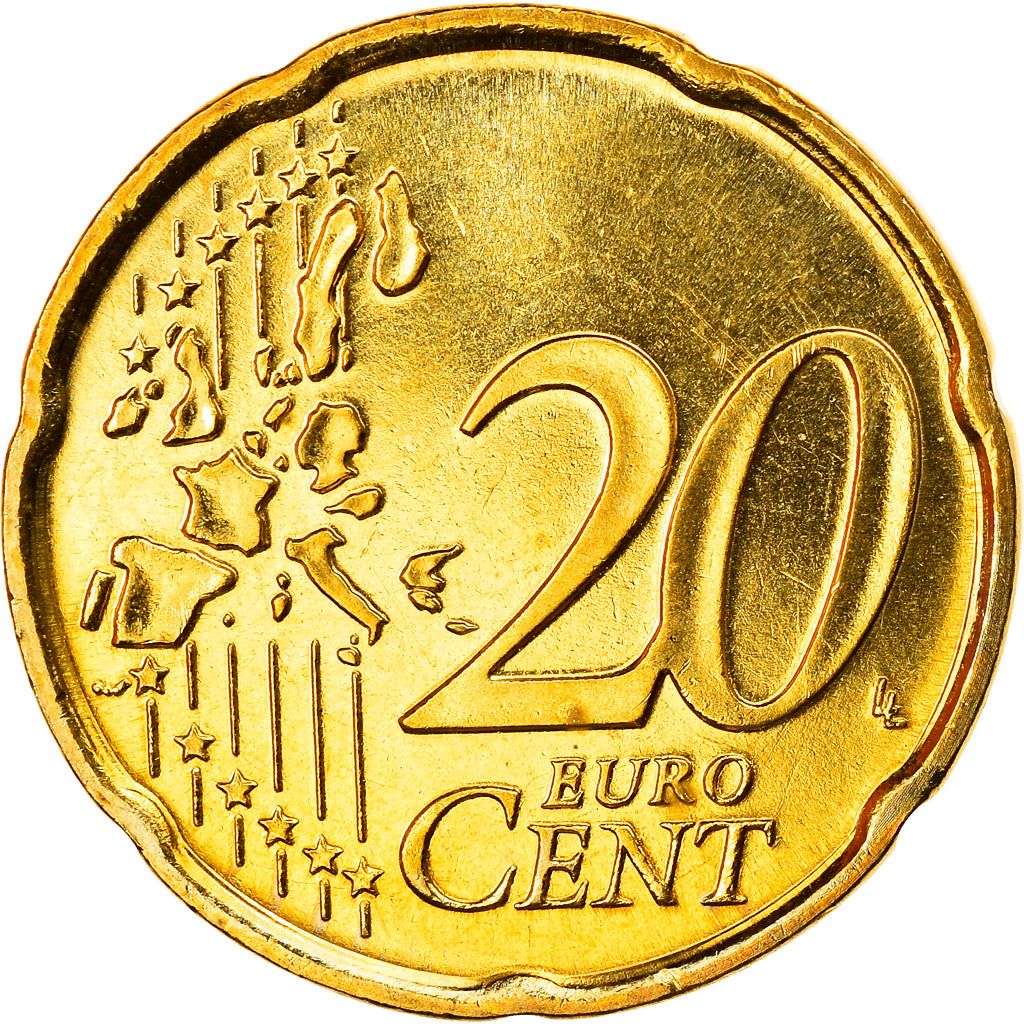 Italy, 20 Euro Cent, 2004, Rome, MS(63), Brass, KM:214