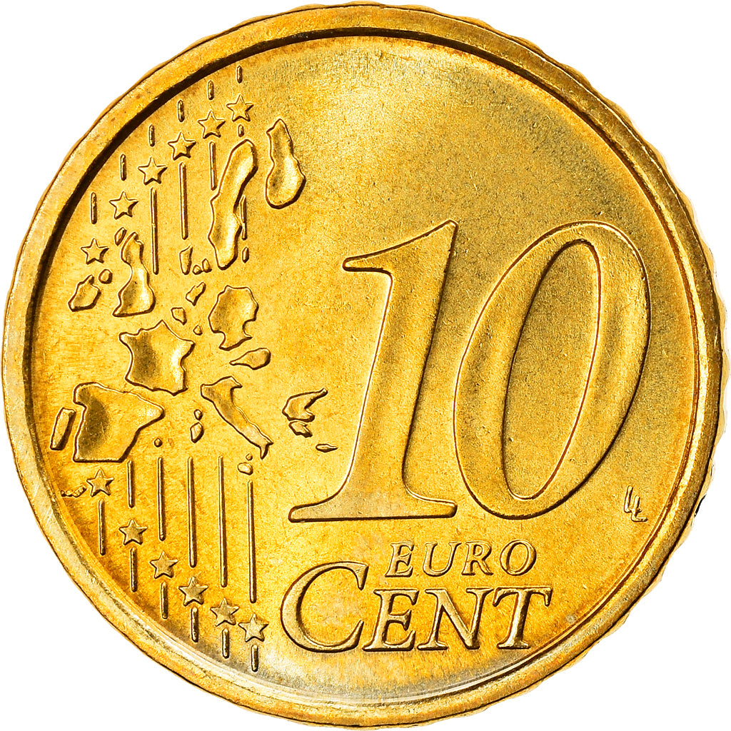 Italy, 10 Euro Cent, 2004, Rome, MS(63), Brass, KM:213
