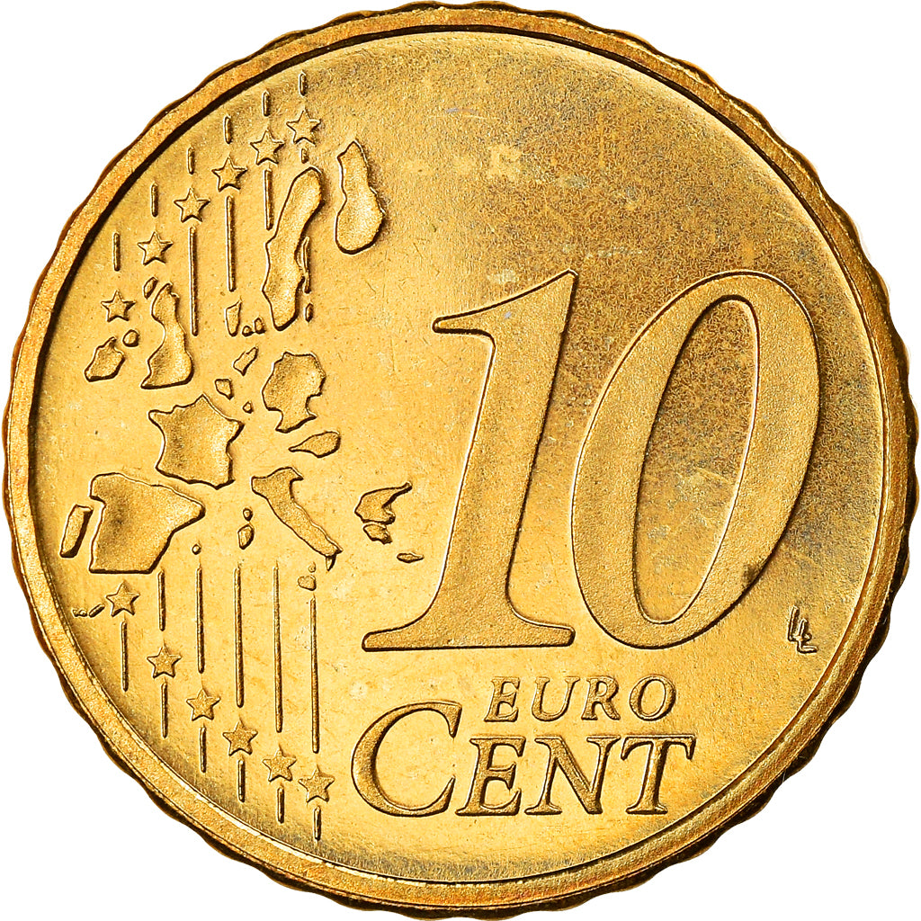 Nederland, 10 Euro Cent, 2004, Utrecht, ZF+, Tin, KM:237