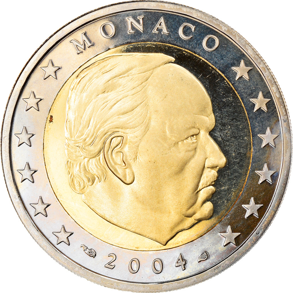 Monaco, 2 Euro, Prince Rainier III, 2004, Paris, BE, MS(65-70), Bi-Metallic