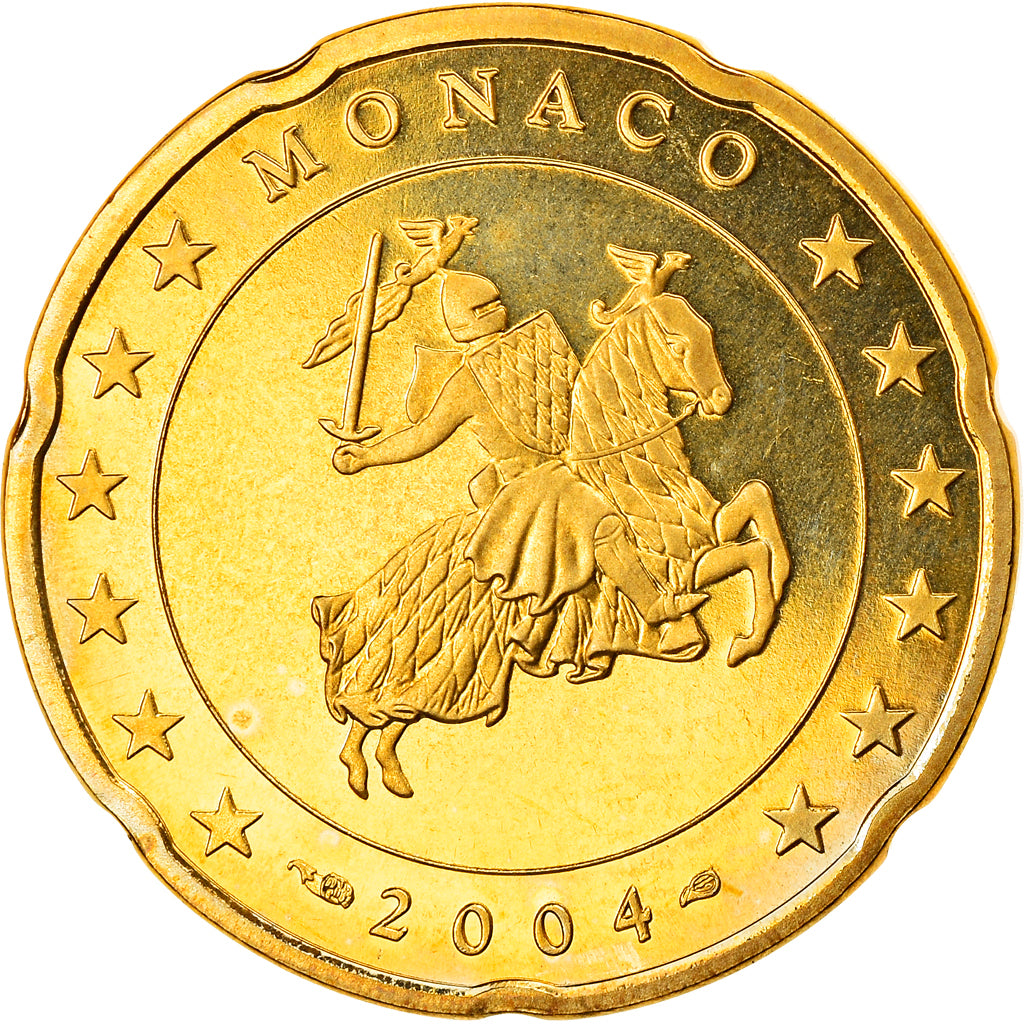 Monaco, 20 Euro Cent, Prince Rainier III, 2004, Paris, BE, MS(65-70), Brass