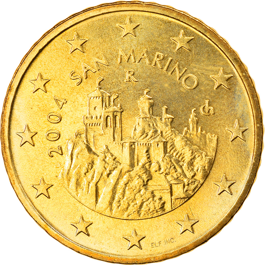 San Marino, 50 Euro Cent, 2004, Rome, MS(63), Brass, KM:445