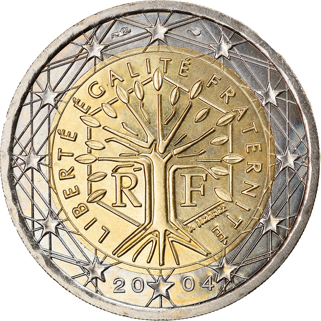 France, 2 Euro, 2004, Paris, MS(63), Bi-Metallic, Gadoury:8., KM:1289