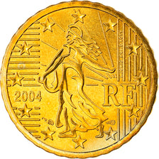 França, 10 Euro Cent, 2004, Paris, MS(63), Latão, Gadoury:4a, KM:1285