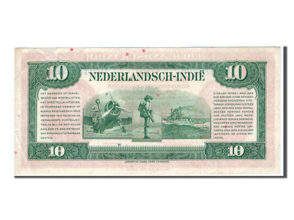 Netherlands Indies, 10 Gulden, 1943, KM #114a, AU(55-58), DZ