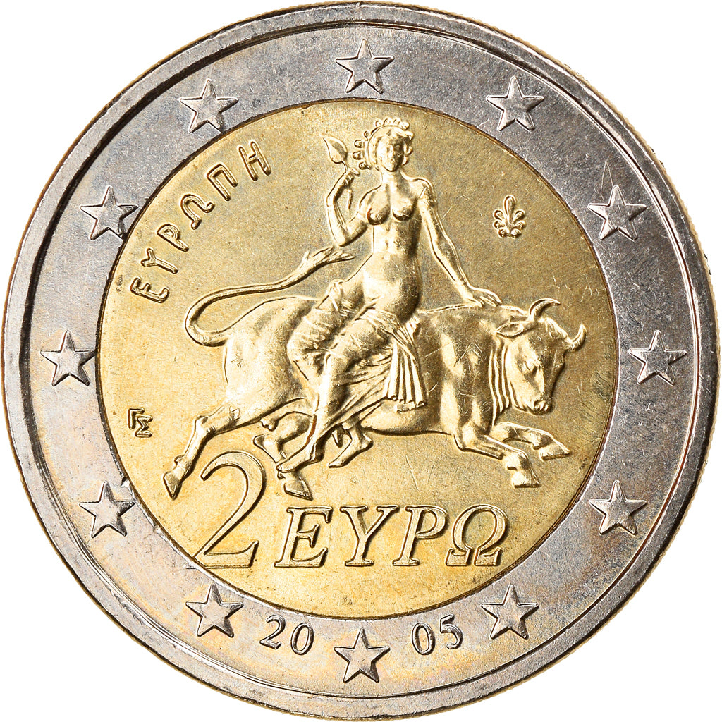 Greece, 2 Euro, 2005, Athens, MS(63), Bi-Metallic, KM:188