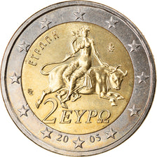 Greece, 2 Euro, 2005, Athens, MS(63), Bi-Metallic, KM:188