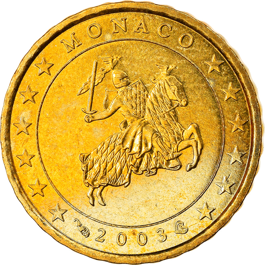 Monaco, 10 Euro Cent, Prince Rainier III, 2003, Paris, MS(63), Brass, KM:170