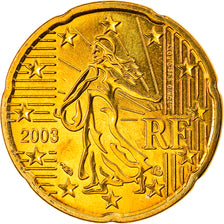 France, 20 Euro Cent, 2003, Paris, MS(63), Brass, KM:1286