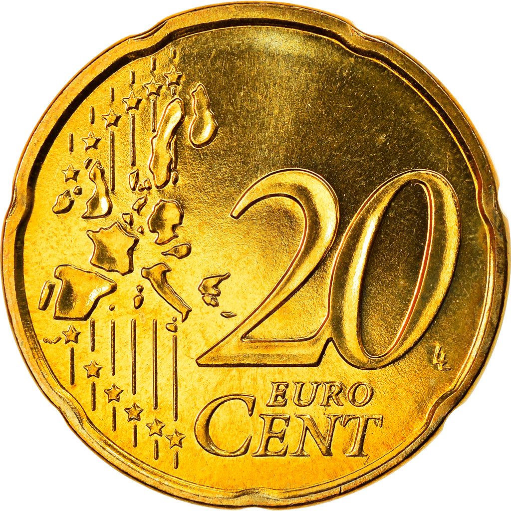 France, 20 Euro Cent, 2003, Paris, MS(63), Brass, KM:1286