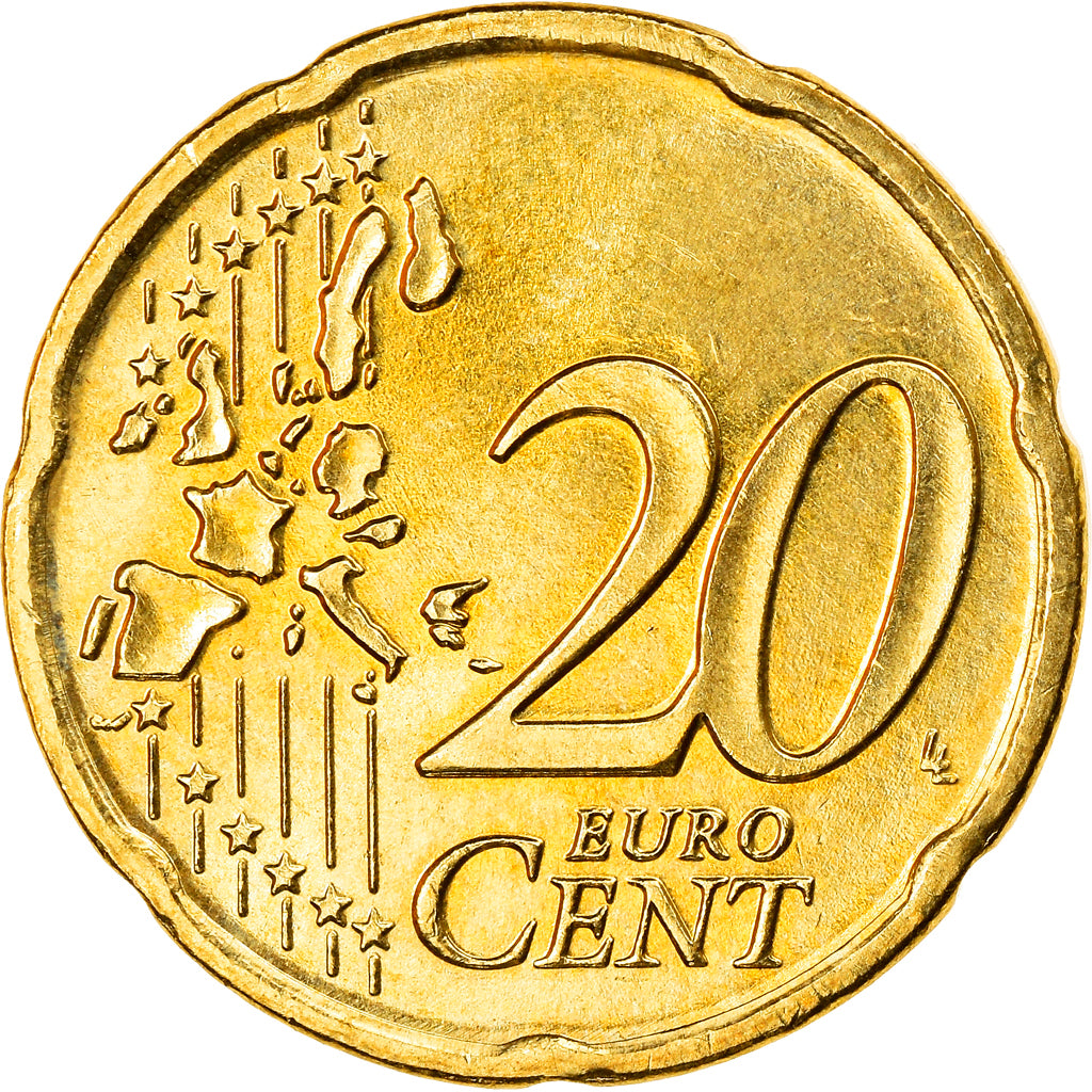 Grécia, 20 Euro Cent, 2006, Athens, AU(55-58), Latão, KM:185